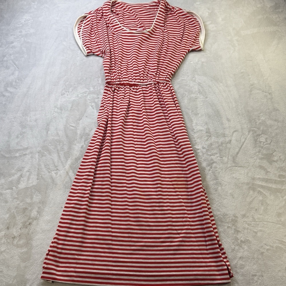 Vintage Red White Stripe Maxi Dress‎ Womens Petite Size 9 Retro Cottagecore
